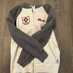 Roots Gray and Cream Zip-Up Jacket